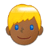 👱🏾‍♂️ man: medium-dark skin tone, blond hair display on Samsung